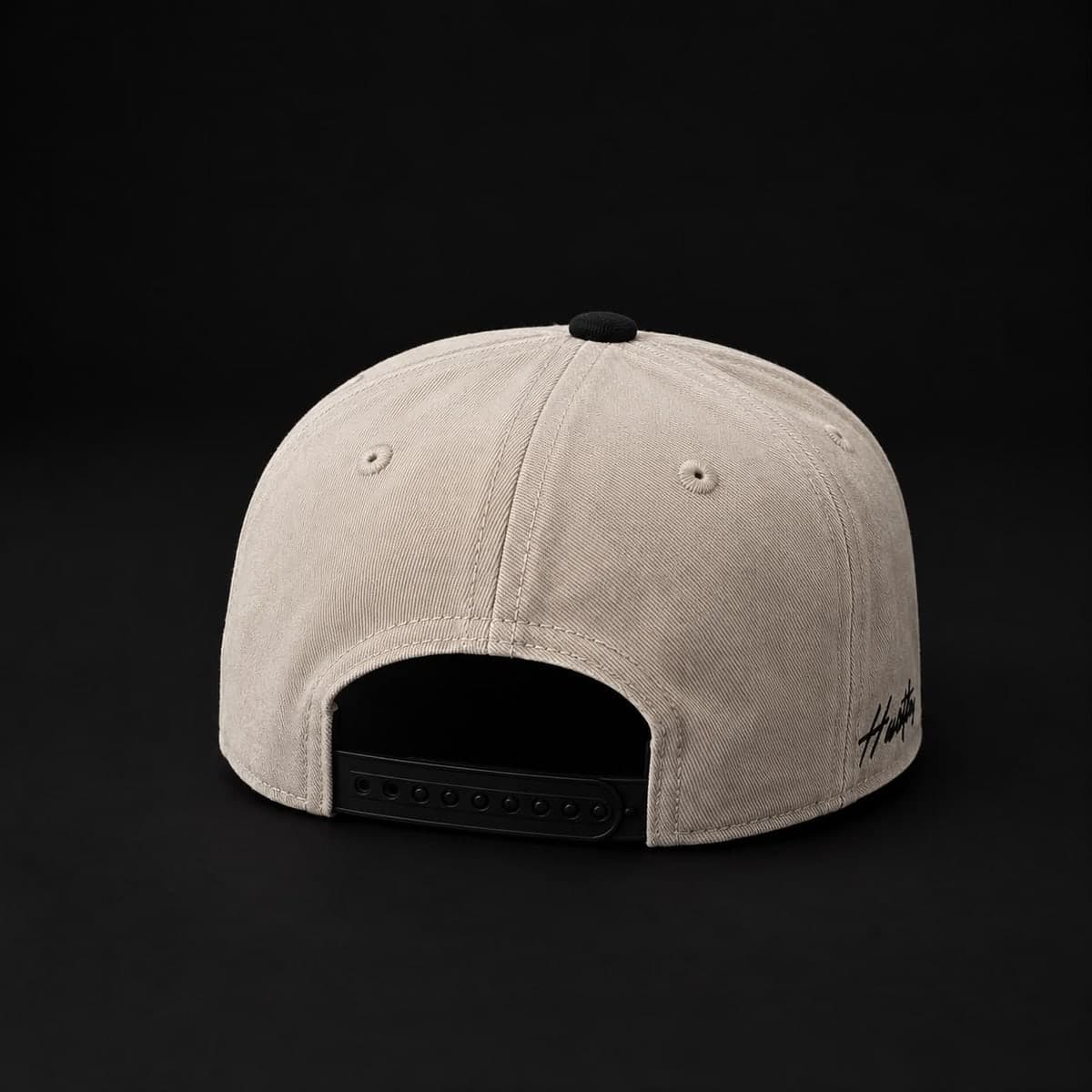 HF Patch Cap — Cream & Black — adjustable snapback closure